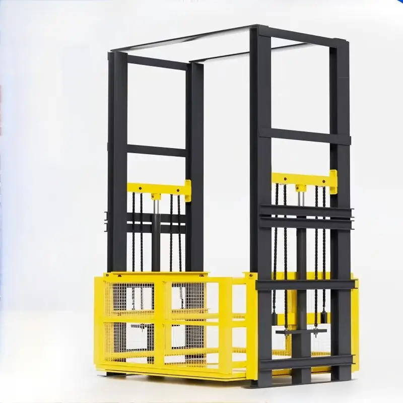Modern Small Double Rail Hydraulic Freight Lifting Elevator For Warehouse Factory Gym School Indoor Cargo Transportation Use