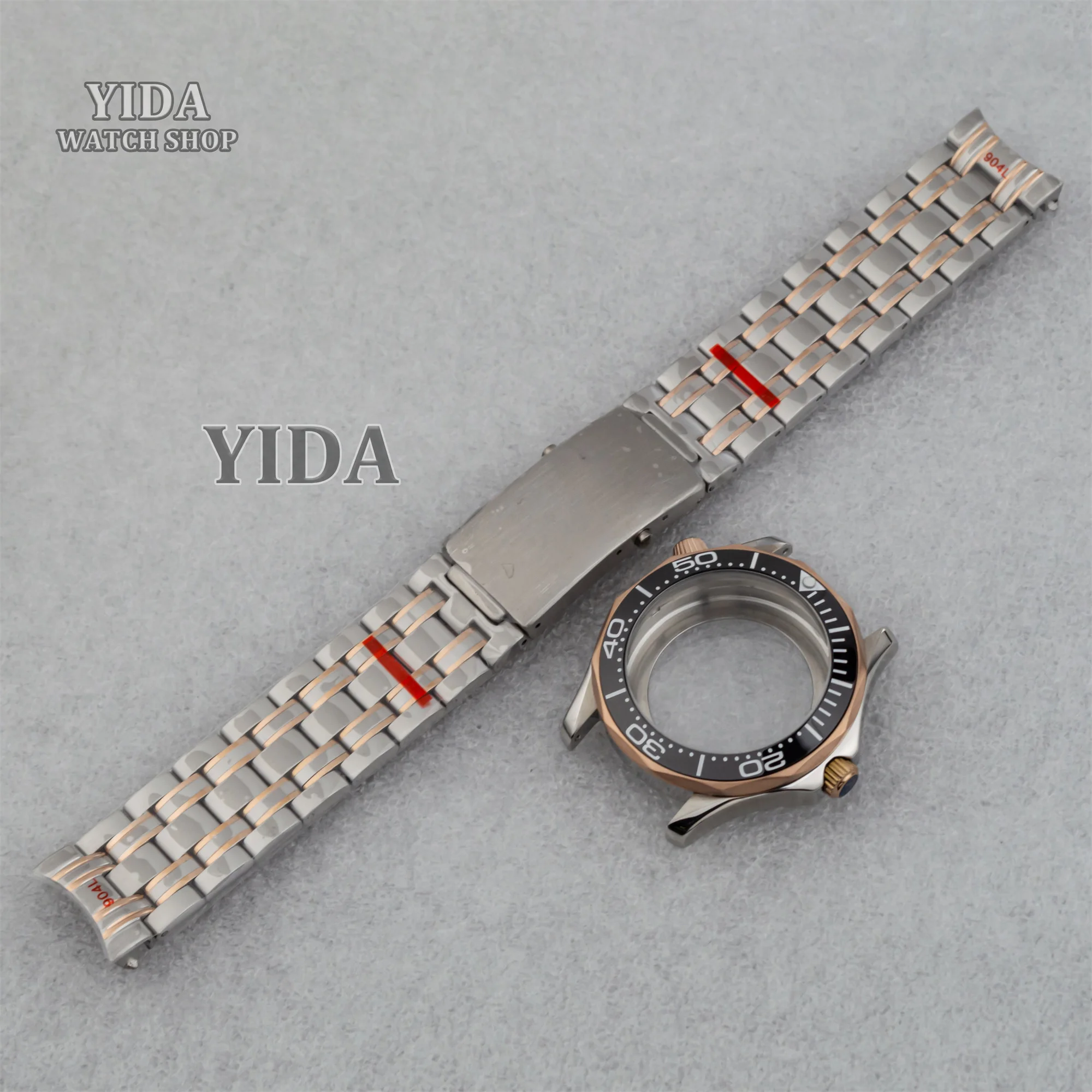 41MM NH35 Watch Case Rose Gold Band Sapphire Glass 100M Waterproof for Seamaster 300 NH35/NH36 Automatic Movement Accessories