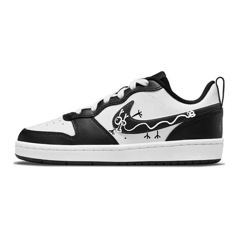 

【Customize】Nike Court Borough Skateboarding Shoes Women's Low-top Black/white Sneakers shoes BQ5448-115