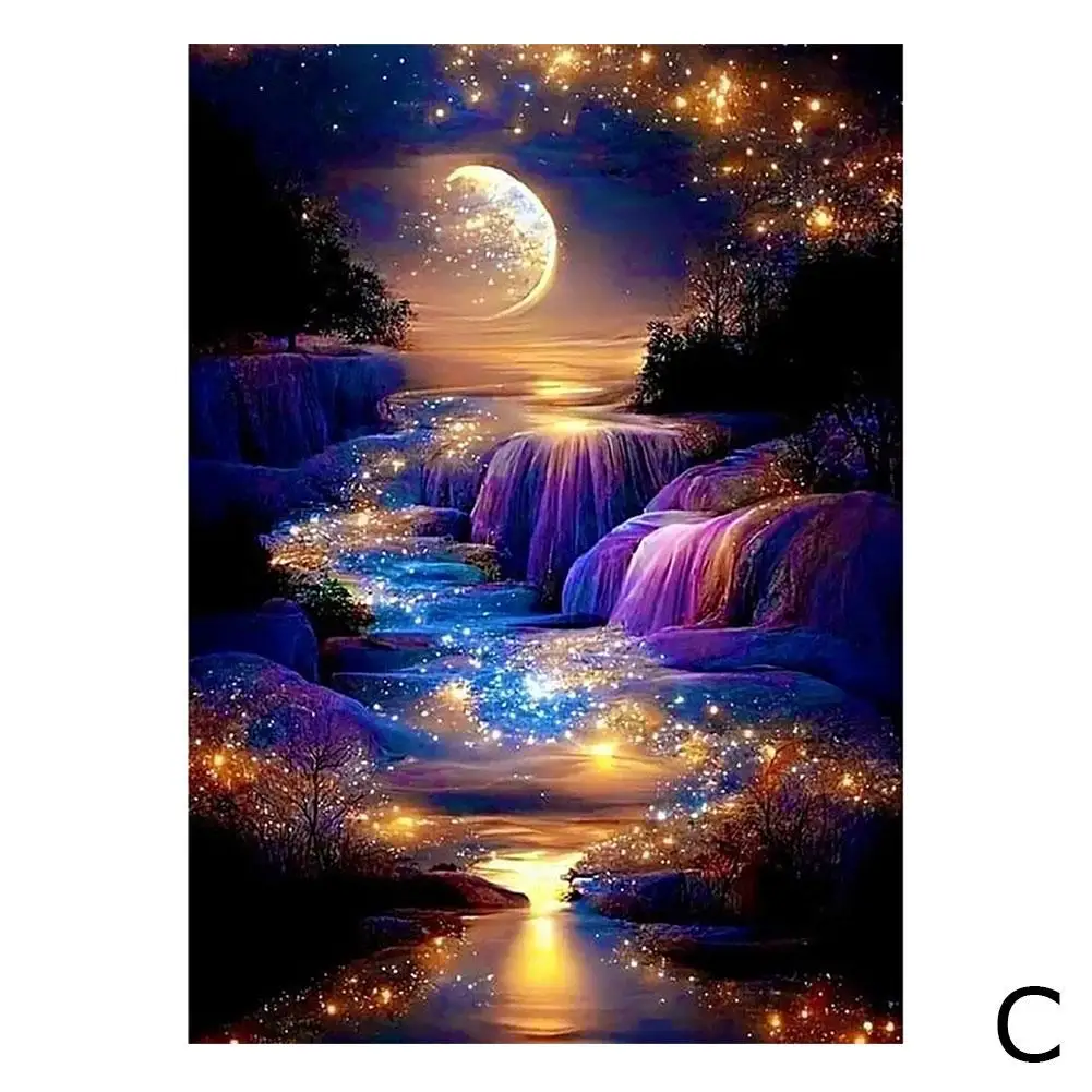 Diy 5d Landscape Beach Stitch Starry Night Clouds Items Art Home Wall Gift Mosaic Decor Z6y6