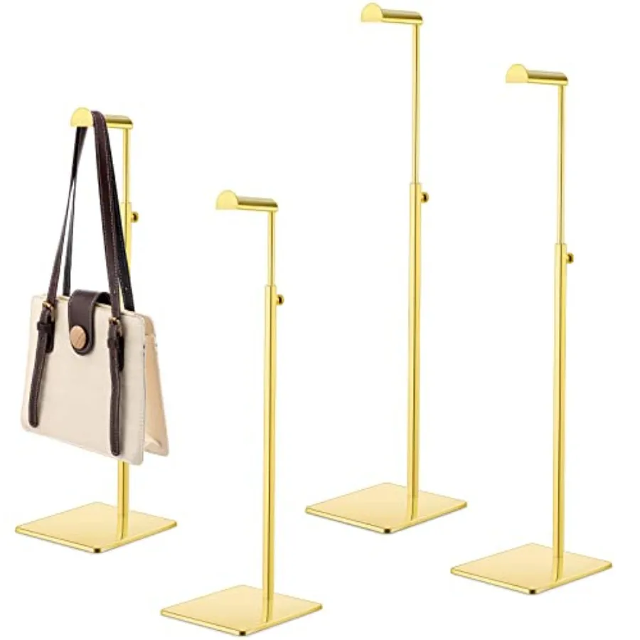 4 Pcs Stainless Steel Purse Display Stand Handbag Display Stand Rack Adjustable Height Holder Stand Set for Boutique Store Home