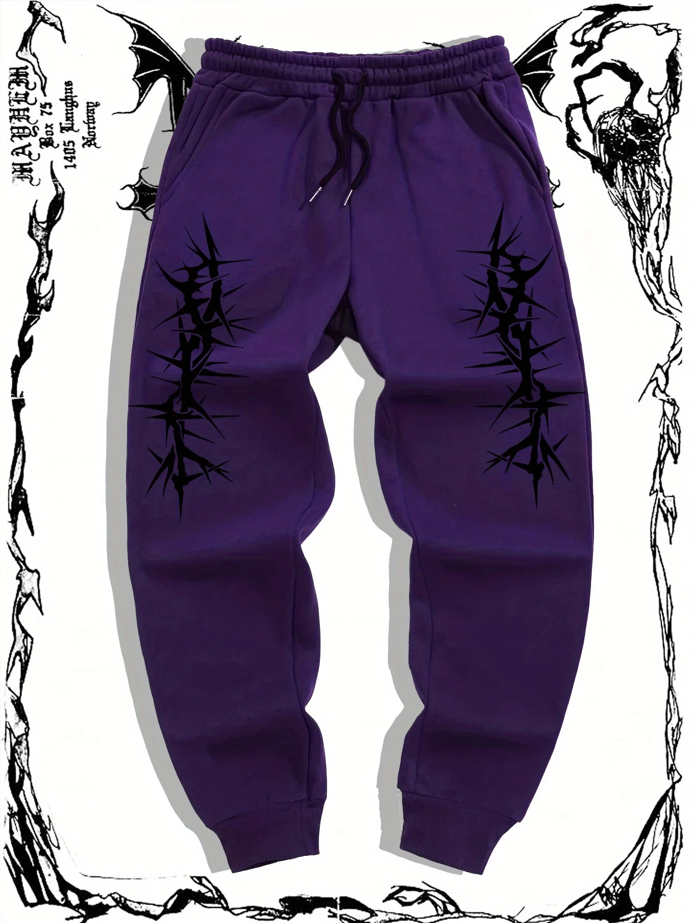 Men Loose Sweatpants Animal Paw Simple Letter Back Print Hip Hop Sport Elastic Waist Daily Casual Jogger Pants