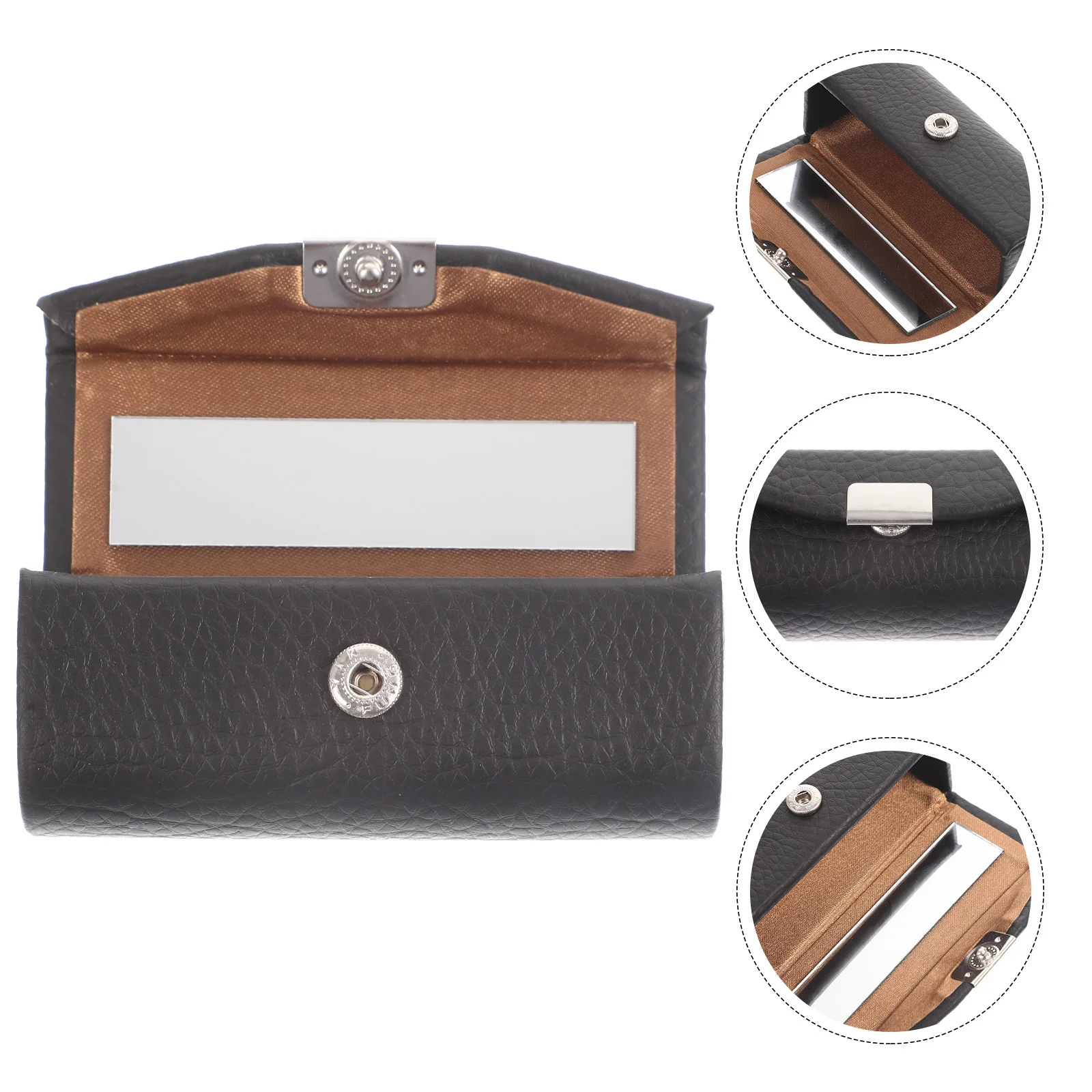 

PU Lipstick Case with Mirror Portable Storage Travel Makeup Organizer for Women Valentine's Day Gift