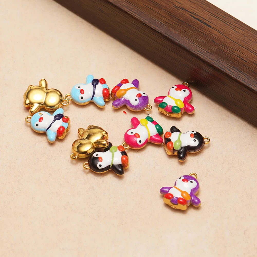 4 Stück Edelstahl-Anhänger in Form von kleinen niedlichen Pinguinen für DIY-Schmuckherstellung, Kinder-Halsketten, Armbänder und Ohrringe. – Detail 5