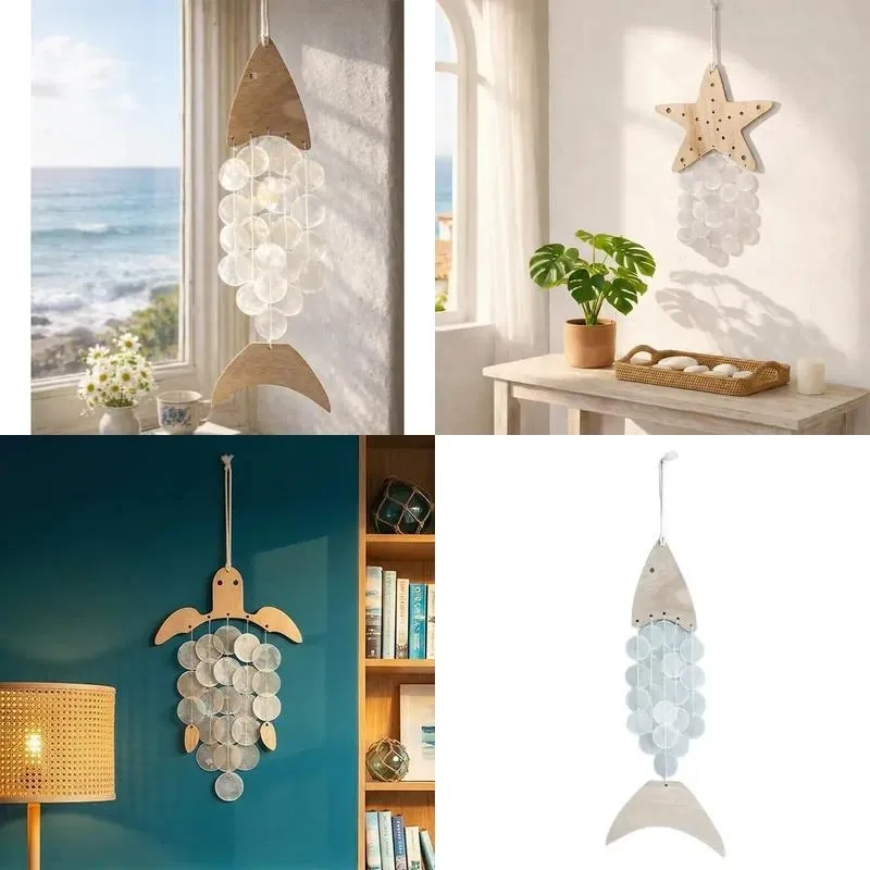 Simple Wood Acrylic Shell Wall Art Bohemian Pendant