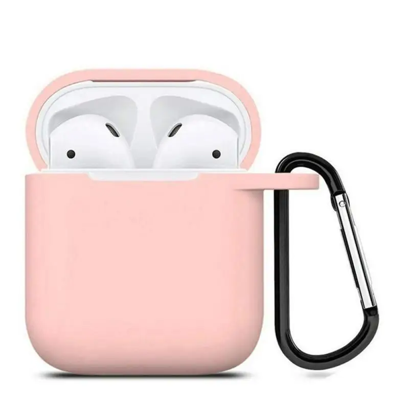 Siliconen Oortelefoon Hoesje Voor Airpods 1/2 Gen Hoesje Wirless Koptelefoon Huidvriendelijke Oordopjes Case Met Haak Iphone Case Tas