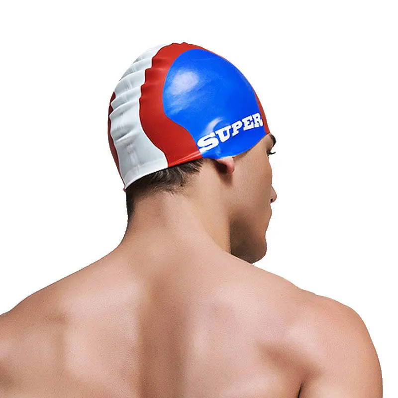 Cuffia da nuoto in silicone stampata professionale europea e nuova Cuffia da nuoto multicolore unisex Silicone impermeabile confortevole