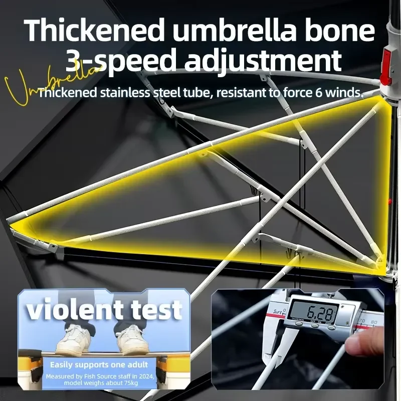 UPF 50 + UV protection fishing umbrella, folding portable travel beach umbrella, telescopic umbrella with windproof anchor