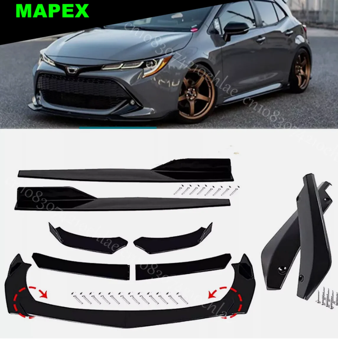 Dla Toyota Corolla Przedni zderzak Warga Podbródek Spoiler Body Kit Splitter / Spódnica boczna