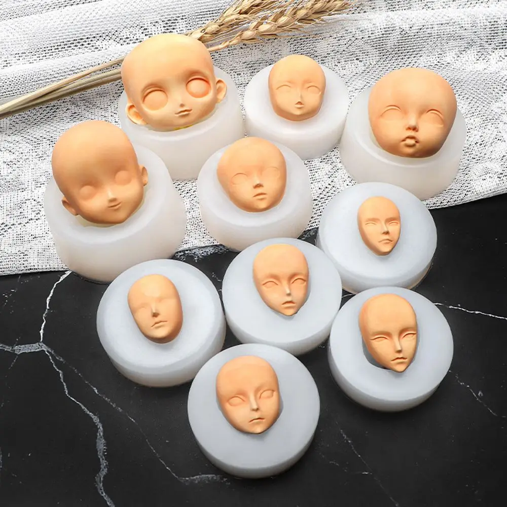 Ferramentas artesanais de cozimento doces rosto do bebê moldes silicone boneca modificação acessórios 3d molde facial cabeça argila esculpir