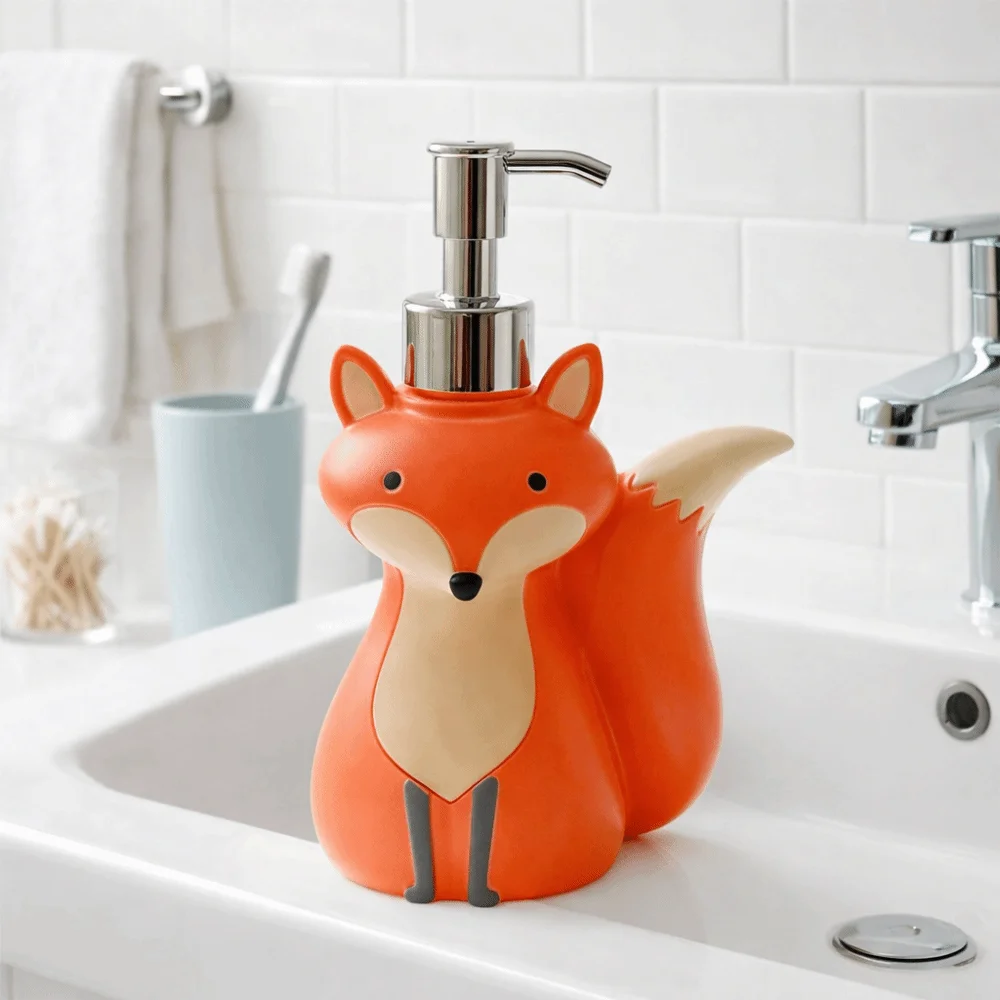 

Cute Vixen Soap Dispenser Bottle Refillable Press Bottle Cartoon Hand Sanitizer Bottle Collectible Animal Design