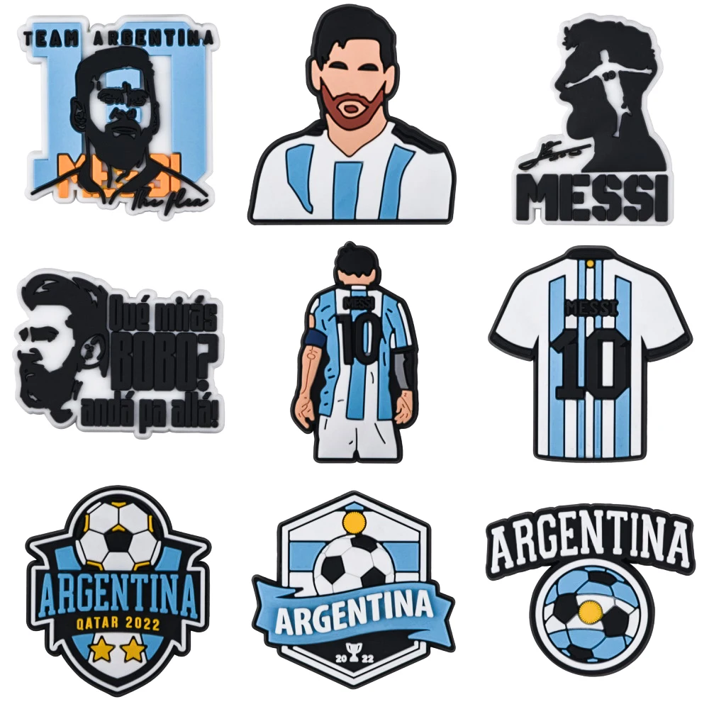 Argentina 10 PVC Football World Champion  Charms Shoe Decorations Clogs Sandals Wristband Accessories Women Men Party Gifts