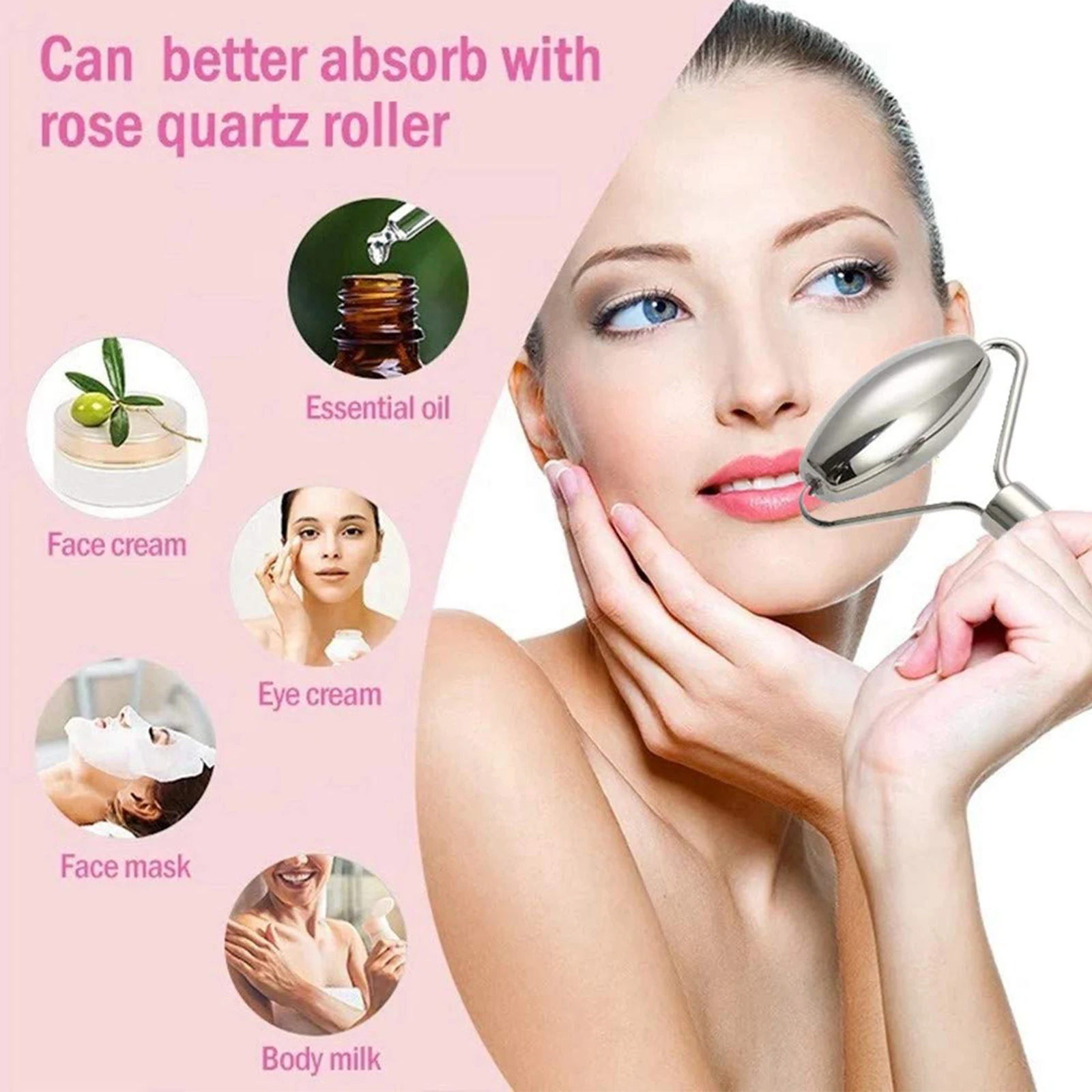 

Double Heads Natural Stone Face Roller Massager Anti-Aging Skin Care Tool For Women Men Facial Wrinkles Reduction Depuffing
