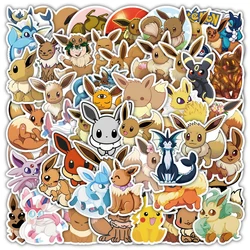 Eevee-pegatinas de dibujos animados de Pokémon para niños, 10/30/50 piezas, Kawaii, Graffiti, monopatín, ordenador portátil, teléfono, vinilo, lindo, Anime, Juguetes