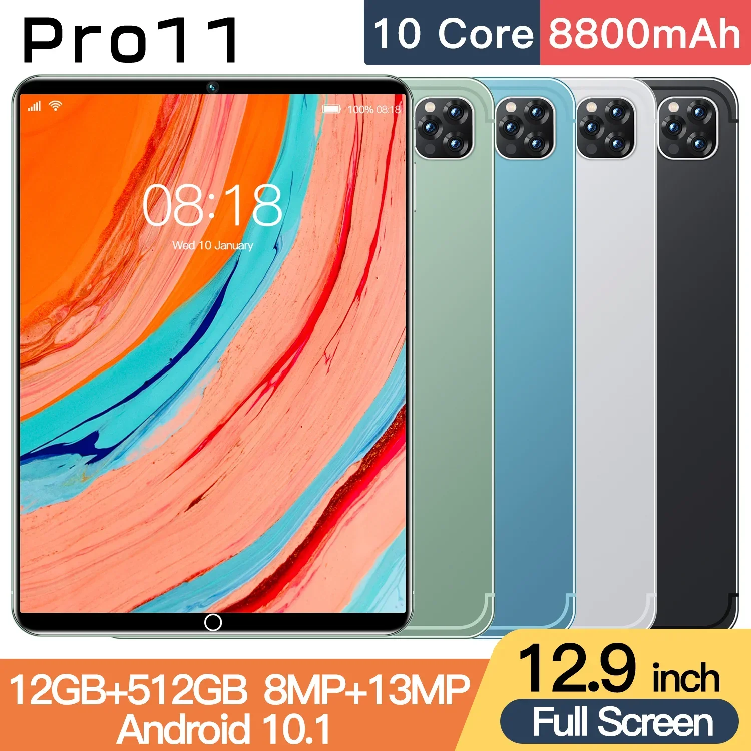 

Pad 11Pro 12.9inch 12+512GB 8800mAh Android 10.1 10 core MTK6797 Bluetooth 5.0 5G Dual SIM Card GPS FM Wifi Google Tablet PC