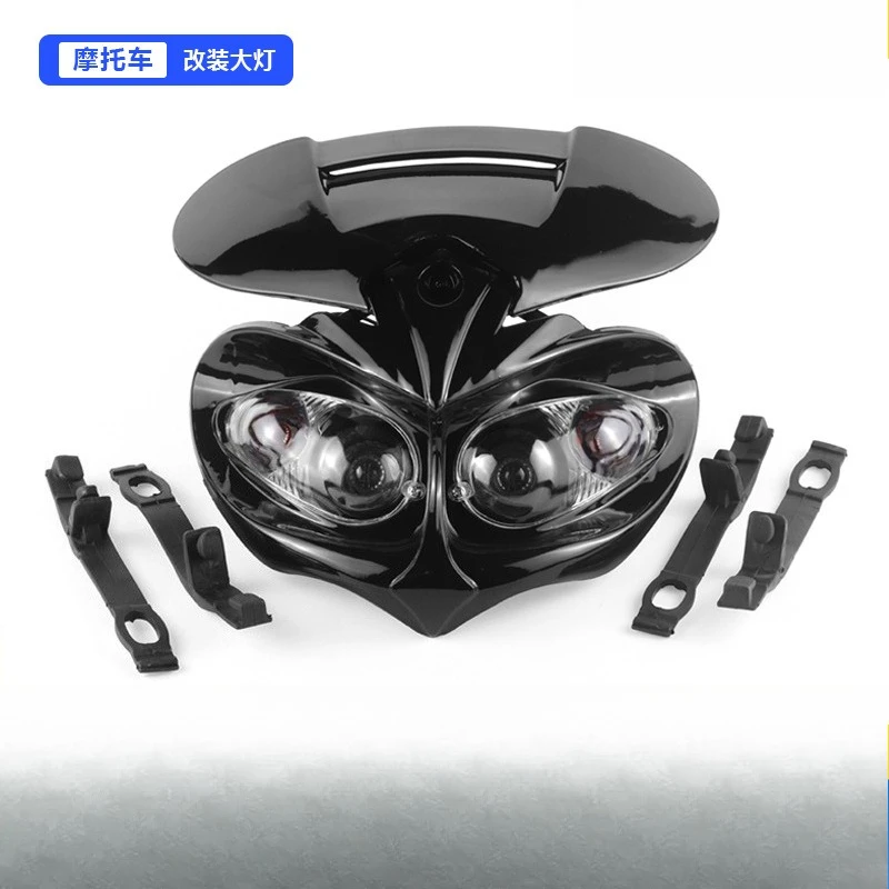 Dirt Bike Demon Face Four Eyes Headlight Fairing Cat Eye Integrated Front Headlamp For Off-road Motorcycle