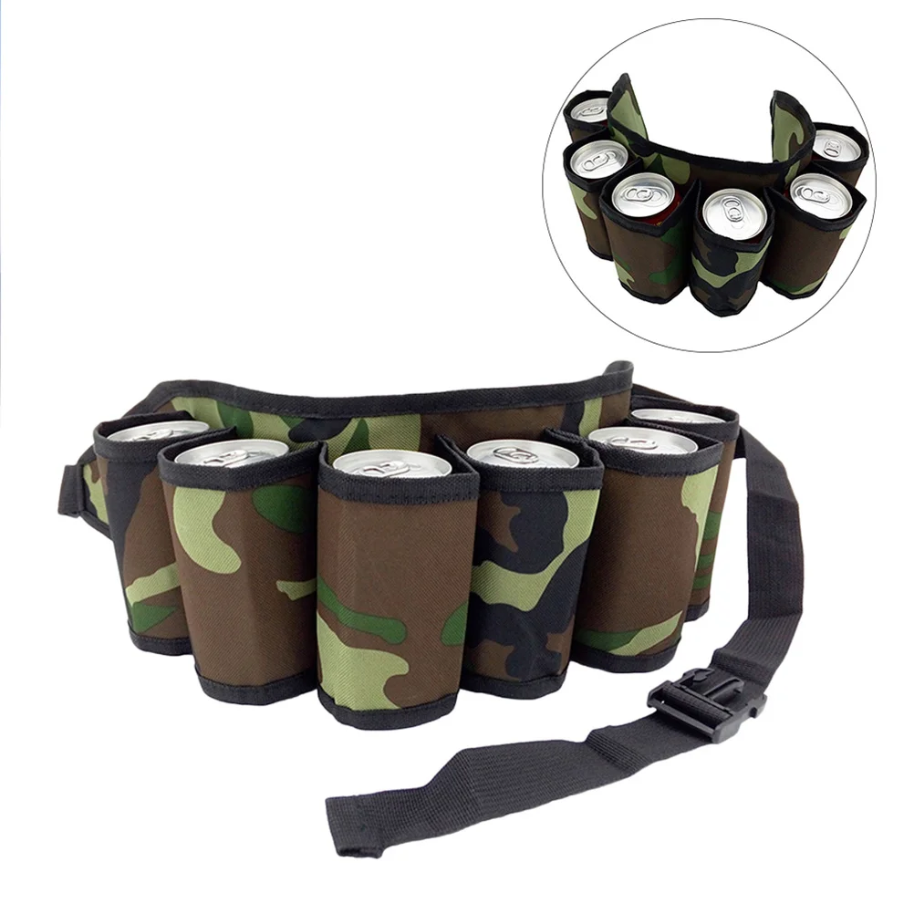 

2 pcs Beer Belt 6 Pack Oxford Waist Oxford Beer Containing Belt Bag For Climbing Camping Travel Storage Holder Camouflage