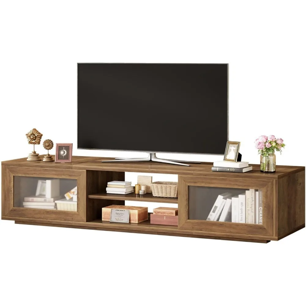 70-дюймовая подставка под телевизор для 75, развлекательный центр с раздвижными дверцами и шкафом для хранения под телевизор, современная медиа-консоль под телевизор, дерево