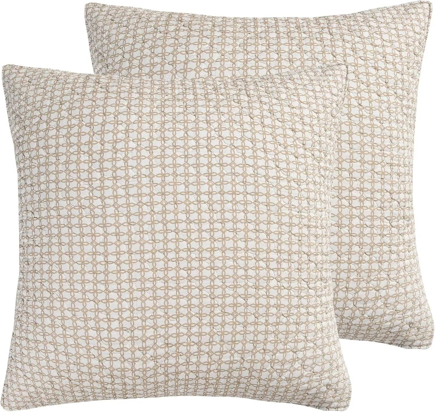 

Euro Sham Set of Two 26x26in Taupe Lattice Pattern Cotton Decorative Pillowcases No Insert