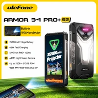 Ulefone Armor 34 Pro+ 5G Rugged Smartphone 16GB+512GB 25500mAh Built-in Projector 64MP Night Vision 6.95'' 120Hz NFC Android 15