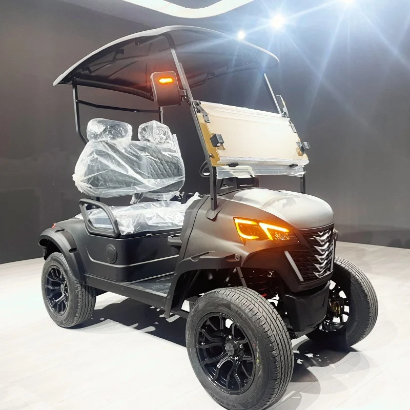 Wholesale Golf Cart Sightseeing Electric Golf Cart Golf Course 2 Seats Black High-End Seats With Headrest 14-Inch Off-Road Tires
