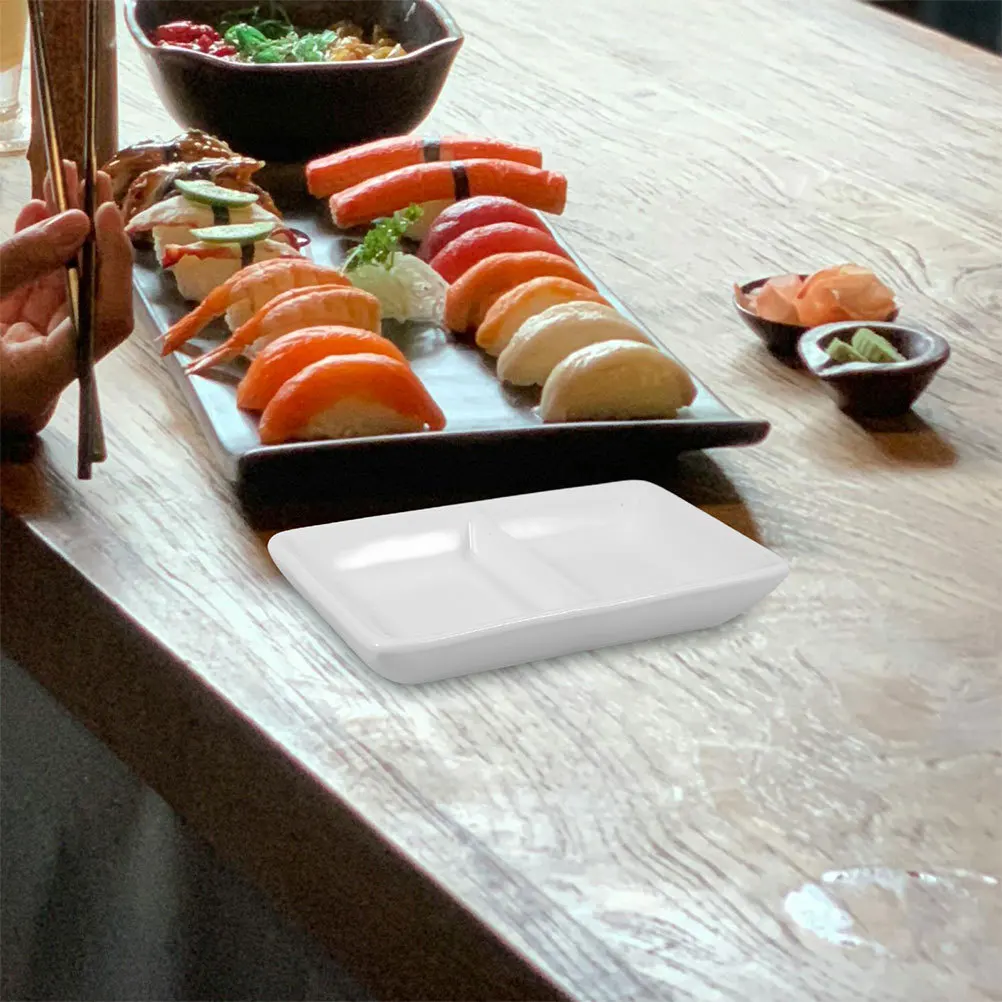 

2Pcs Ceramic Condiment Dish Pure White 5 Inch Sauce Tray Microwave Safe for Soy Sauce Dips Snacks Bbq Serving Plates