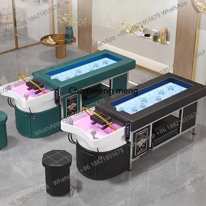 Q181 Smart Electric Shampoo Chairs Luxury Multifunction Barber Shop Head Spa Shampoo Bed Fumigation Salon Furniture Silla Champu