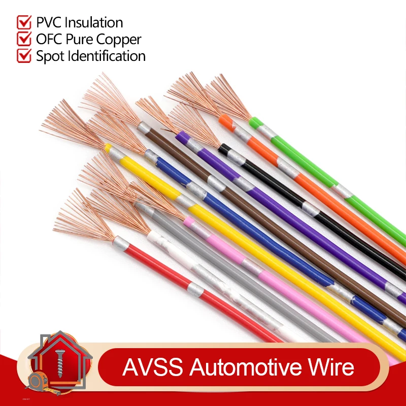 Cabos Automotivos AVSS de 3m, Fios de Cobre Puro com Isolamento em PVC, 22 20 18 16 15 14 13 AWG, para Áudio de Carro e Eletrônica DIY