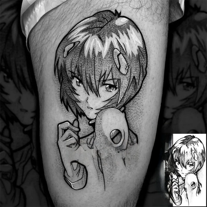 

Anime Ayanami Rei Temporary Tattoos Cartoon Waterproof Fake Tattoo Sticker Body Art for Woman Men