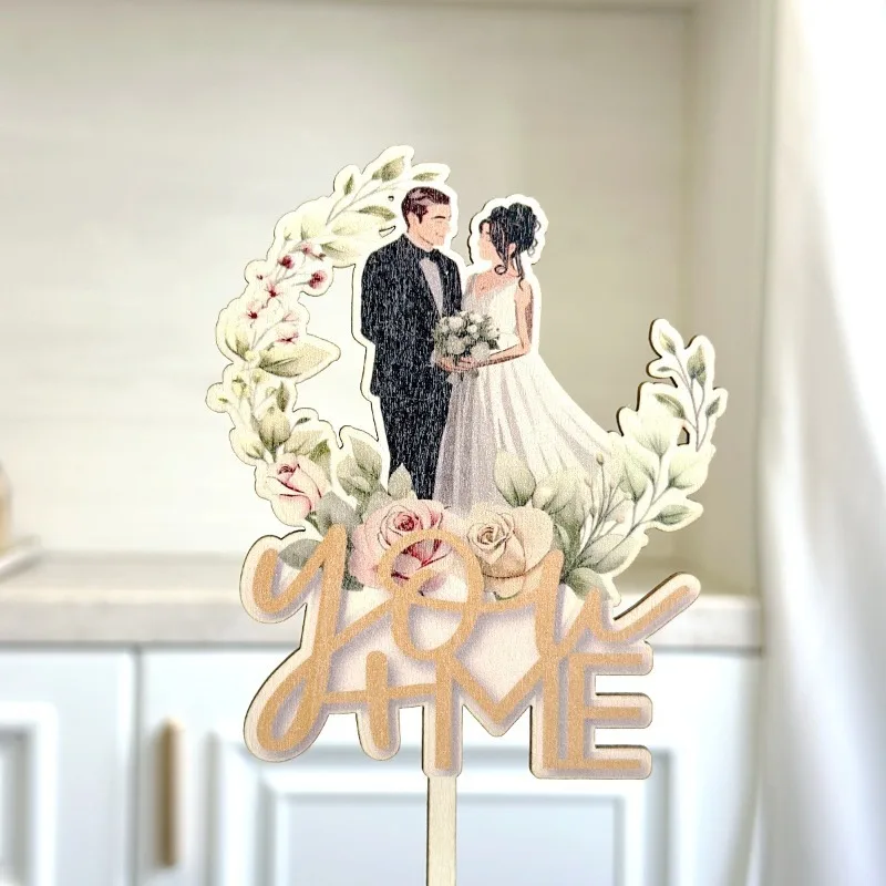 Golden Acrylic Mr&Mrs Love Wedding Cake Topper Wood Bride and Groom Cake Topper for Wedding Engagement Party Cake Decorations