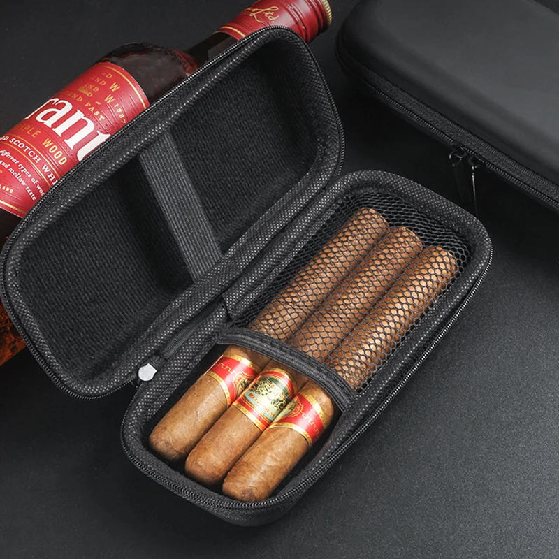

Lightweight Cigar Carry Case Holds 6 Cigars Compact Travel Humidor Pouch Durable Outdoor Smoking Gear For Men Tobacco Tool Bag