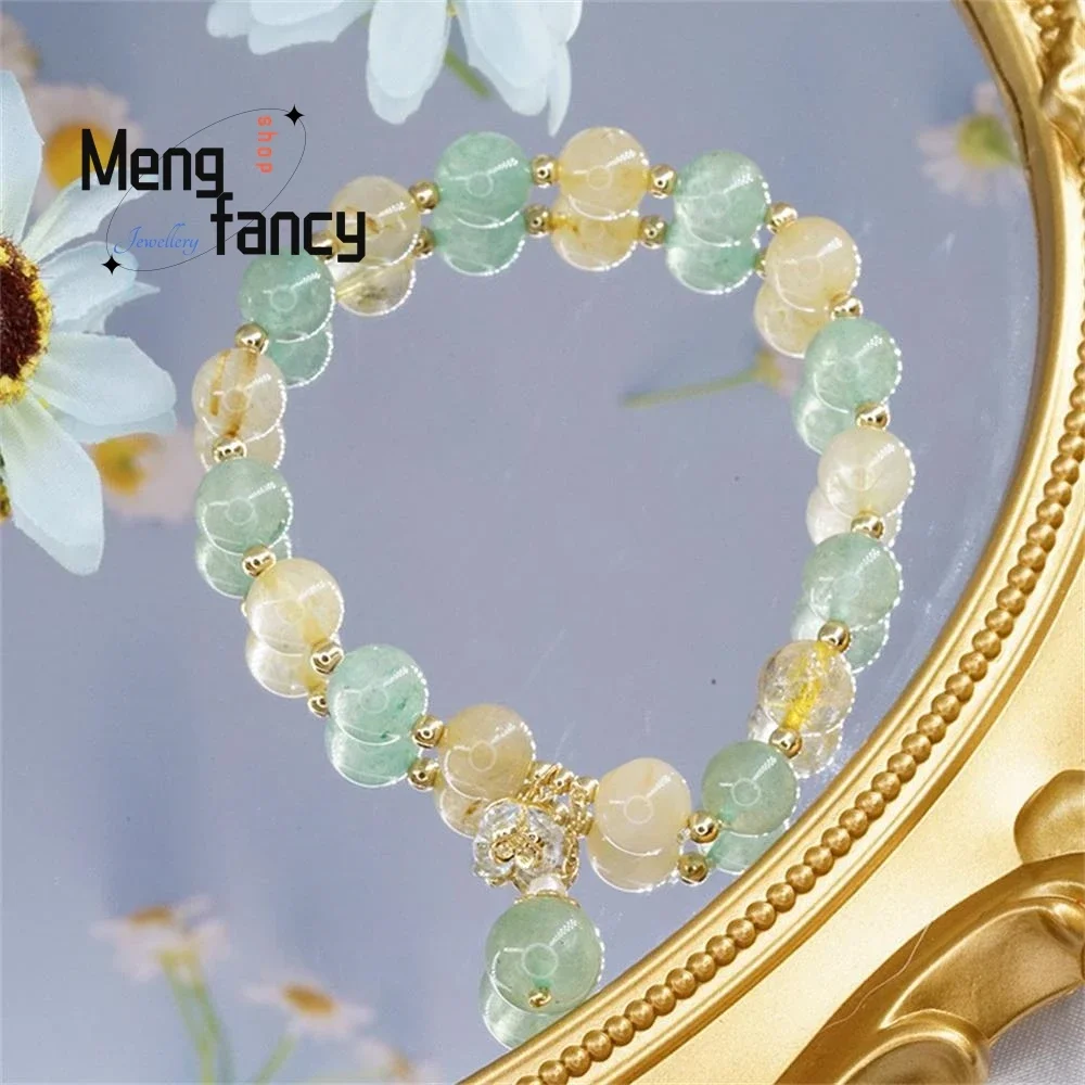 Natural Simple Green Strawberry Crystal Bracelet Female Small Fresh Mori Girl Department Yellow Hand Exquisite Fashion Jewelry