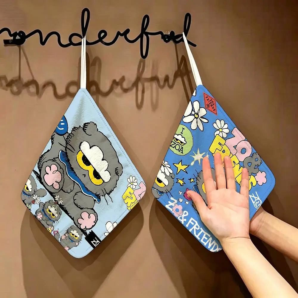 Cute Z-ZO Friends Polyester Cotton Hanging Hand Towel, Super Absorbent Hand Wiping Towel For Daily Household Use