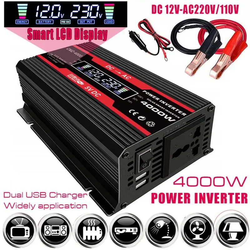 Power Inverters For Vehicles 12V To 220V 110V AC 300W Car Charger Converter Smart Auto Inverter Electric Devices For Car