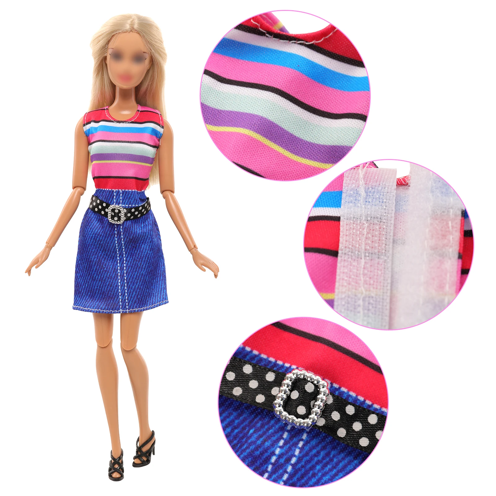 Barwa 18 Pcs Doll Clothes and Accessories 4 Fashion Dresses 4 Sets Casual Outfits Tops and Shorts 10 Bag Crown Necklace