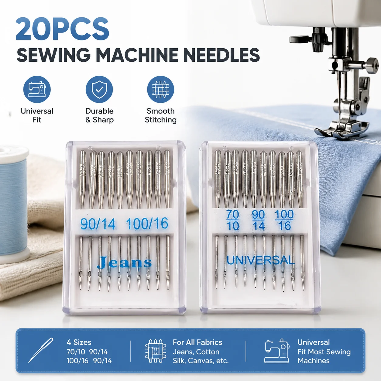 Twin Needle Stretch - 20 قطعة من إبر ماكينة الخياطة