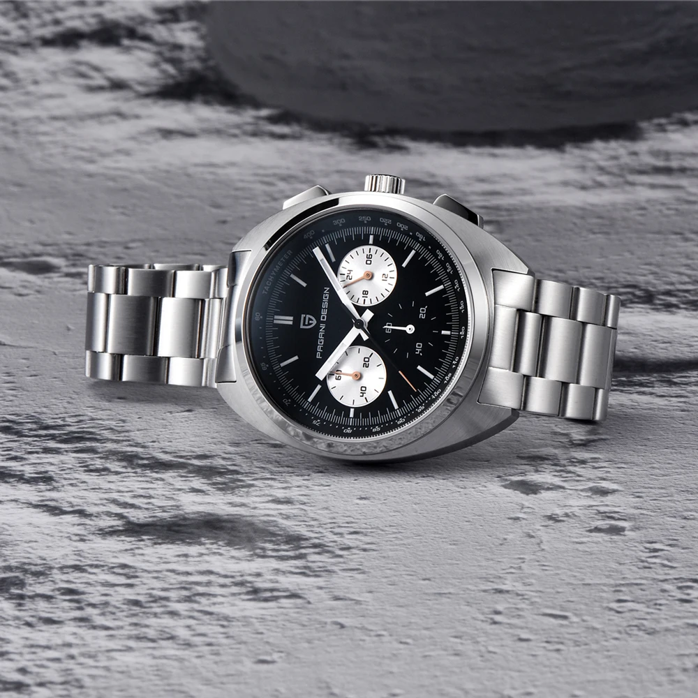 ساعة باجاني ديزاين للرجال 2024 ساعة كوارتز كلاسيكية جديدة للرجال كرونوغراف ياقوت مضيء 100 متر مقاومة للماء من الفولاذ المقاوم للصدأ
