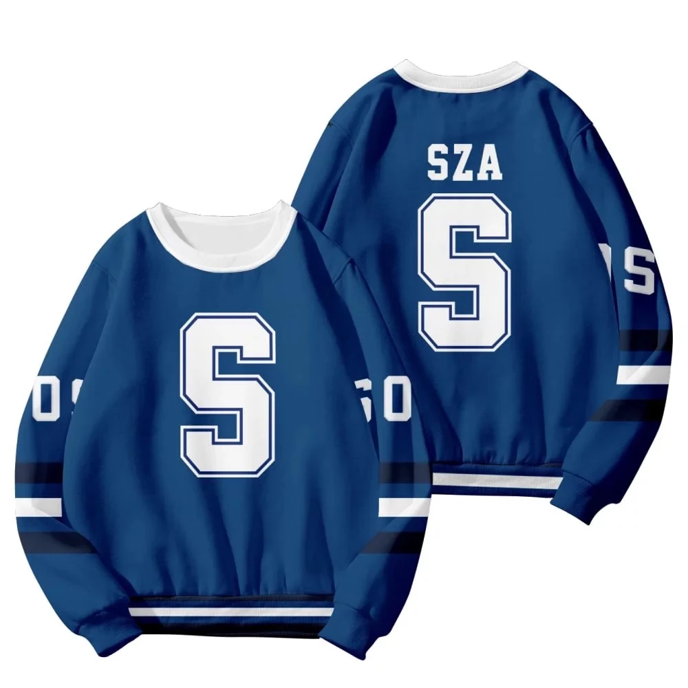 سويتشرت SZA SOS Jersey للرجال والنساء ، برقبة دائرية ، ملابس شارع بأكمام طويلة ، جولة في أمريكا الشمالية ، ملابس الموضة ،