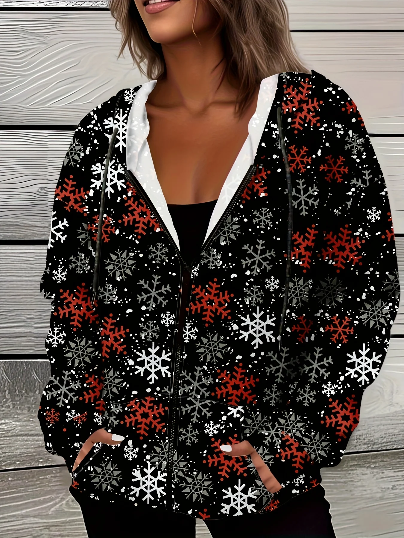 

Рождественская куртка с длинными рукавами и капюшоном, зимнее теплое повседневное пальто-пуловер для мужчин и женщин, модная верхняя одежда унисекс