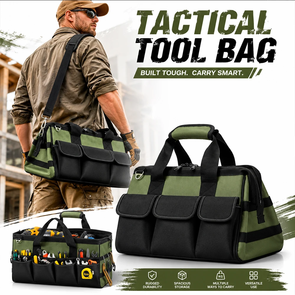 

Tactical Tool Bag MOLLE Waterproof Utility Pouch Multi-Functional Work Gear Carrier Portable EDC Organizer Storage Case for Men