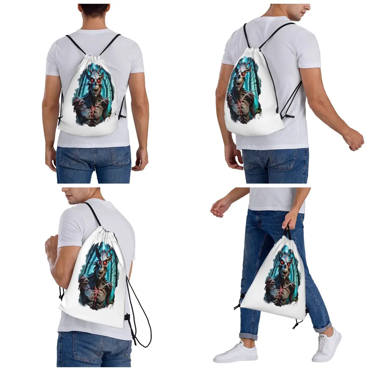 Scary Wendigo Creature In The Forest Backpacks Fashion Drawstring Bags Shoes Bag Book Bags for Man Woman Students