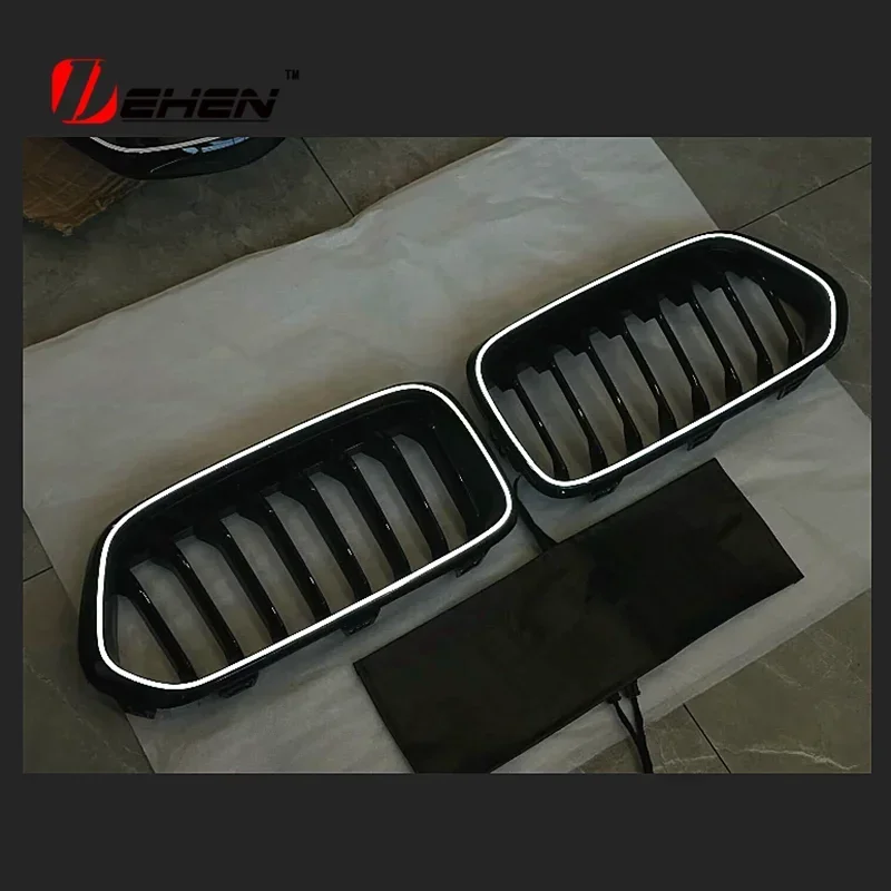 Car LED Front Grille for BMW 2018-2022 F39 X2 Replacement Glossy Black Luminous Racing Grill Light Accessories！