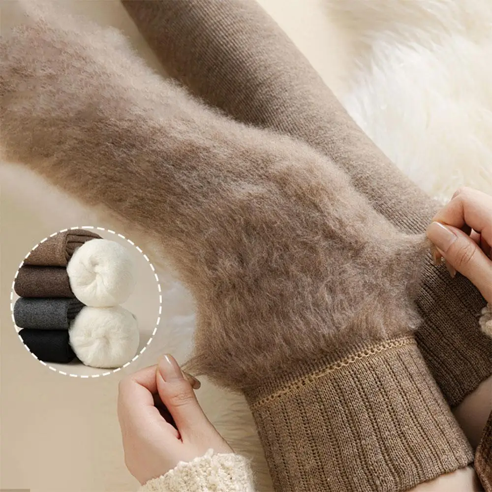 

1 пара носков выше колена, высокие длинные носки на флисовой подкладке, утолщенные осенне-зимние теплые женские чулки