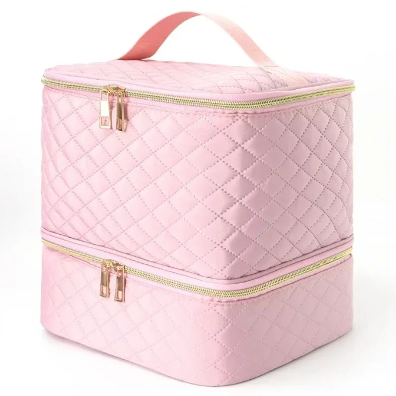 حقيبة تخزين طلاء الأظافر حقيبة الزيوت العطرية المحمولة مستحضرات التجميل مجموعة العناية بالأظافر صندوق تخزين أدوات العناية بالأظافر طبقة مزدوجة 30 حجرة