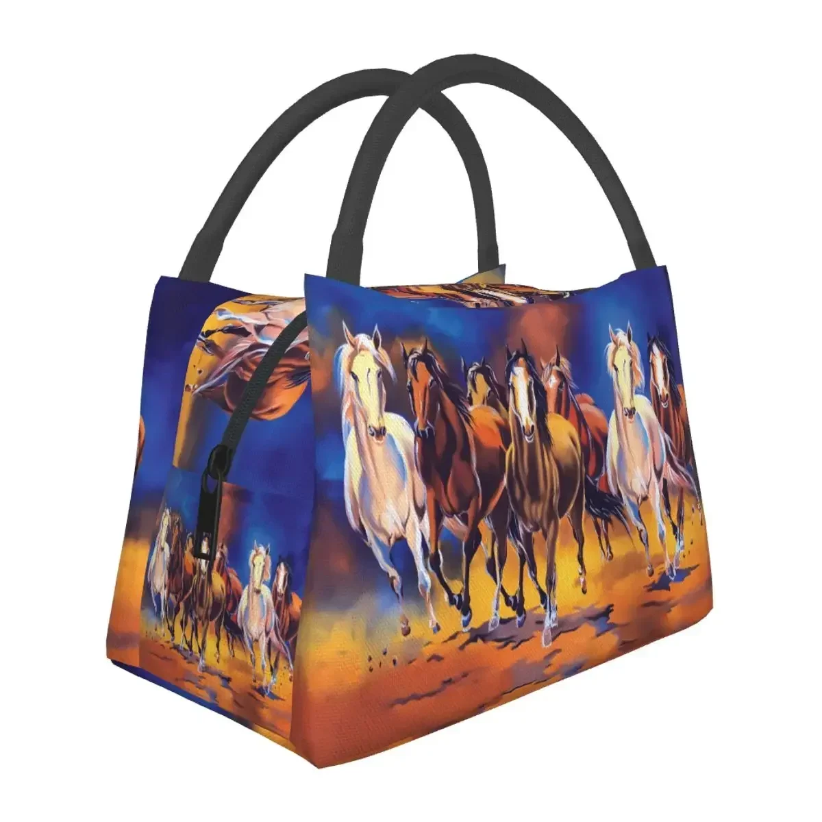 Seven Horse Painting In Vaastu Horses Lunch Box Merch Waterproof Insulated Canvas Cooler Thermal Cold Food Picnic Lunch Box