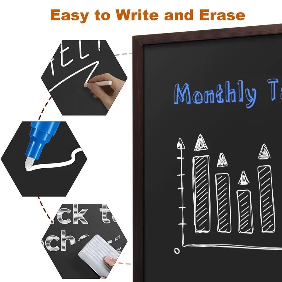 

Magnetic Chalkboard, 36 x 24 Inches WoodenFramed Blackboard, Hanging Chalk Board for School Office Home and Restaurant Menu