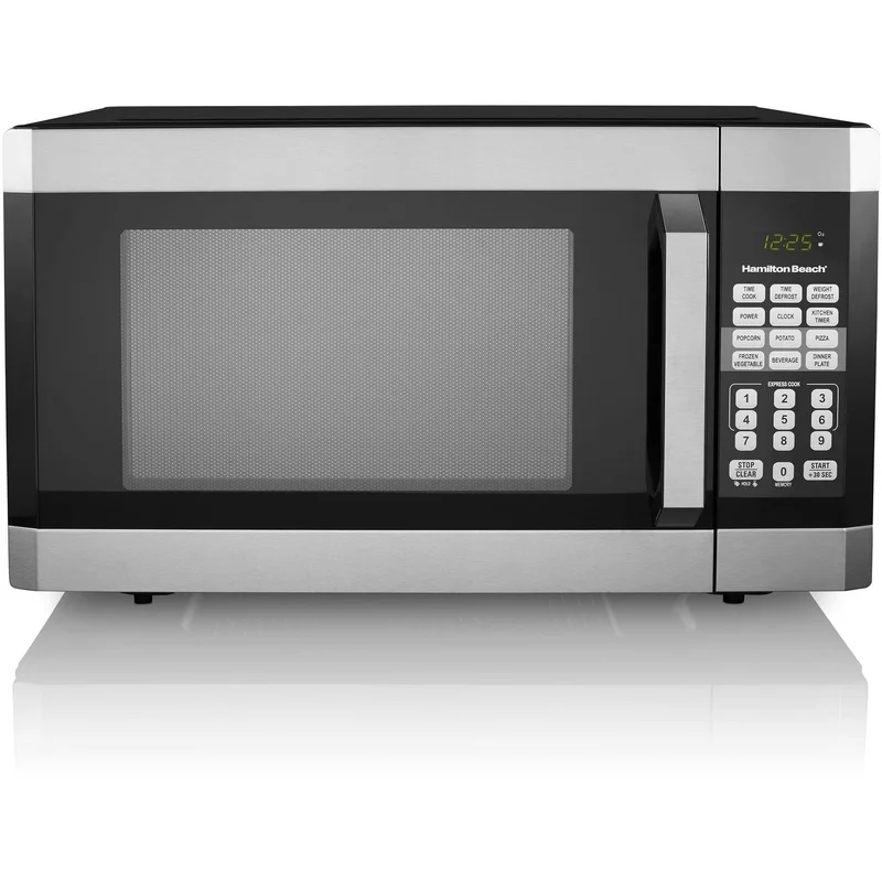Horno microondas digital 1,6 pies cúbicos Encimera de 1100 vatios con 10 niveles de potencia Juego rápido Menús Descongelación Pantalla LED Cerradura para niños