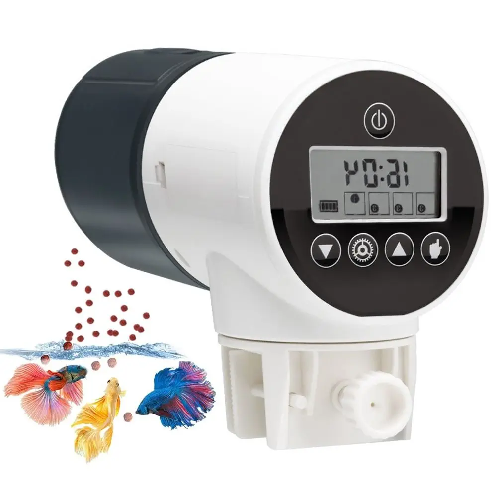 

200ml Large Capacity Automatic Fish Feeder Timer Function Adjustable wall mounted Food Feeding Timer Digital Display