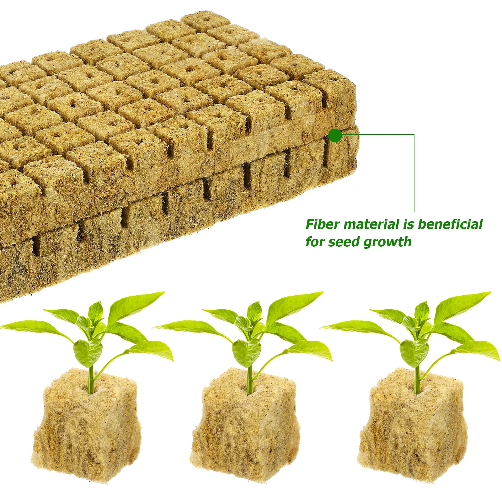 

100pcs Planting Cubes Plugs Nutrition Seed For Soilless Cultivation Hydroponics Fiber Material Seed Starter Blocks Grow