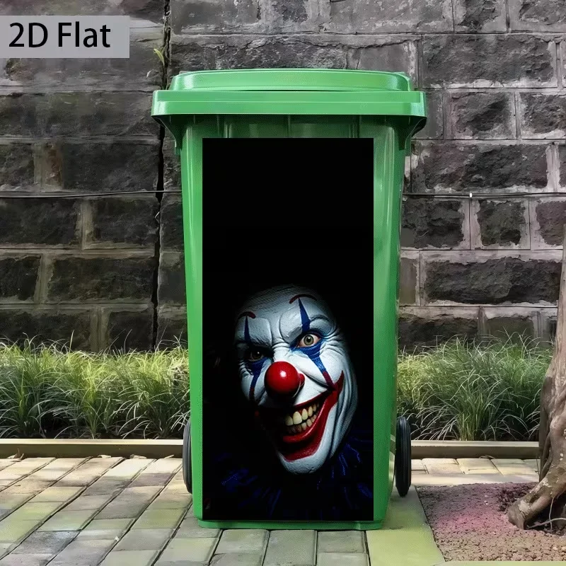 1pc Halloween Scary Clown Themed Trash Can Decal Wall Sticker, Ideal for Outdoor Trash Cans, Kitchen Walls, Walls and Home Decor